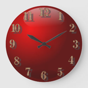 Grande Horloge Ronde Design en verre rouge