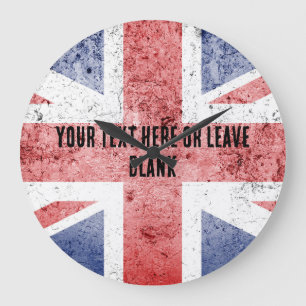 Grande Horloge Ronde Design Union Jack en état de désordre. Personnalis