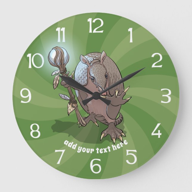 Grande Horloge Ronde Dessin animé de chaman armadillo mystique hypnotiq (Recto)