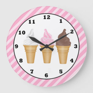 Grande Horloge Ronde Dessin animé ice cream wall clock