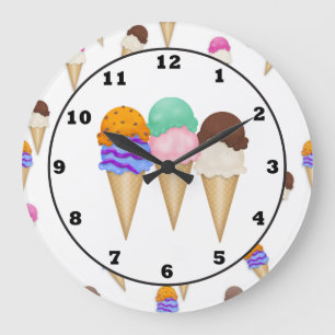 Grande Horloge Ronde Dessin animé ice cream wall clock