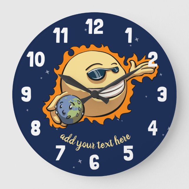 Grande Horloge Ronde Dessin animé sur le réchauffement climatique et le (Recto)