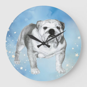 Grande Horloge Ronde dessin de Bulldog anglais