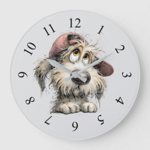 Grande Horloge Ronde Dessin de chien original mignon