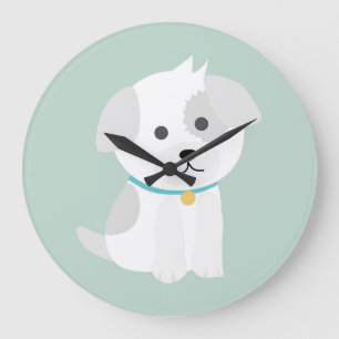 Grande Horloge Ronde Dessin de dessin de chien mignon