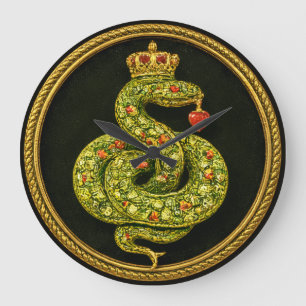 Grande Horloge Ronde Dessin de serpent élisabéthain Tudor bijou rubis