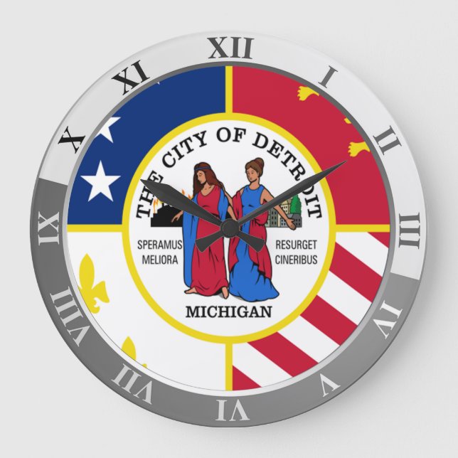 Grande Horloge Ronde Detroit flag Large Clock (Recto)
