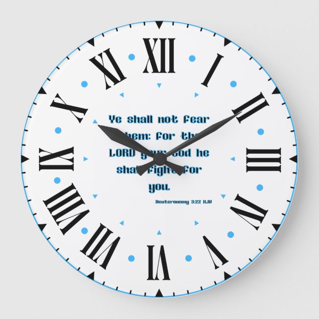 Grande Horloge Ronde Deutéronome 3:22 KJV Bible Verse II (Recto)