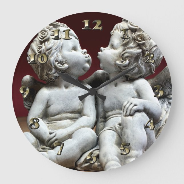 Grande Horloge Ronde Deux Cherubs Ange Céleste (Recto)