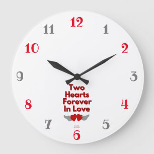 Grande Horloge Ronde Deux Coeurs Pour Toujours Amoureux Couche Mur Acry