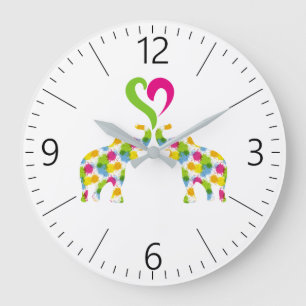 Grande Horloge Ronde Deux éléphants amoureux