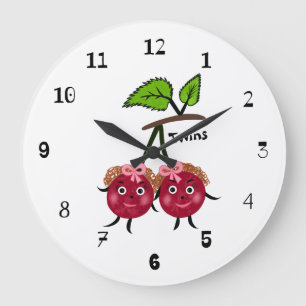 Grande Horloge Ronde Deux filles cerise