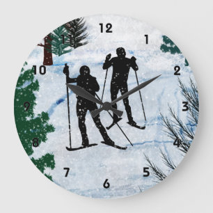Grande Horloge Ronde Deux skieurs de fond de Snow Squale