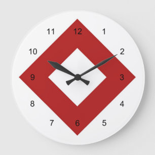 Grande Horloge Ronde Diamant blanc, Bordure rouge gras
