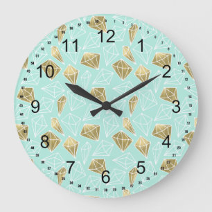 Grande Horloge Ronde Diamants Chic Menthe et Or