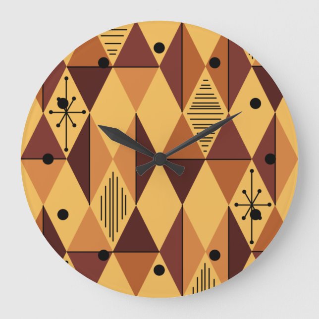 Grande Horloge Ronde Diamants d'art de l'ère atomique Ochre Maroon (Recto)