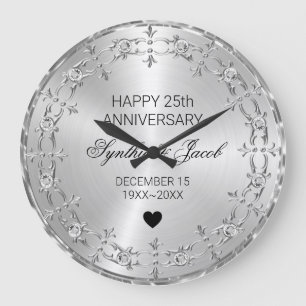 Grande Horloge Ronde Diamants de cadre floral