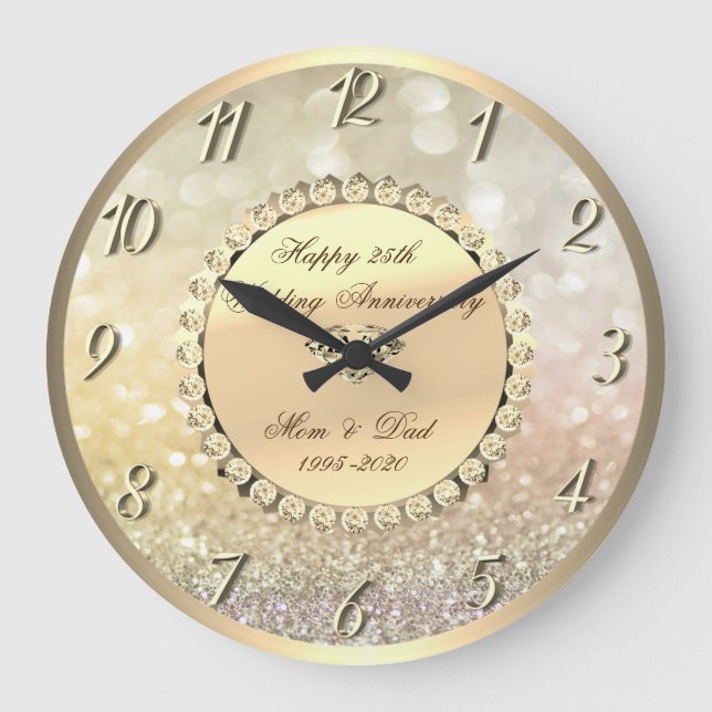 Grande Horloge Ronde Diamants dorés, Bokeh 25e anniversaire de mariage (Recto)