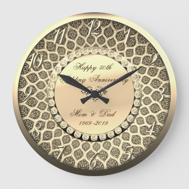 Grande Horloge Ronde Diamants Or,Damask  25e Anniversaire de Mariage (Recto)