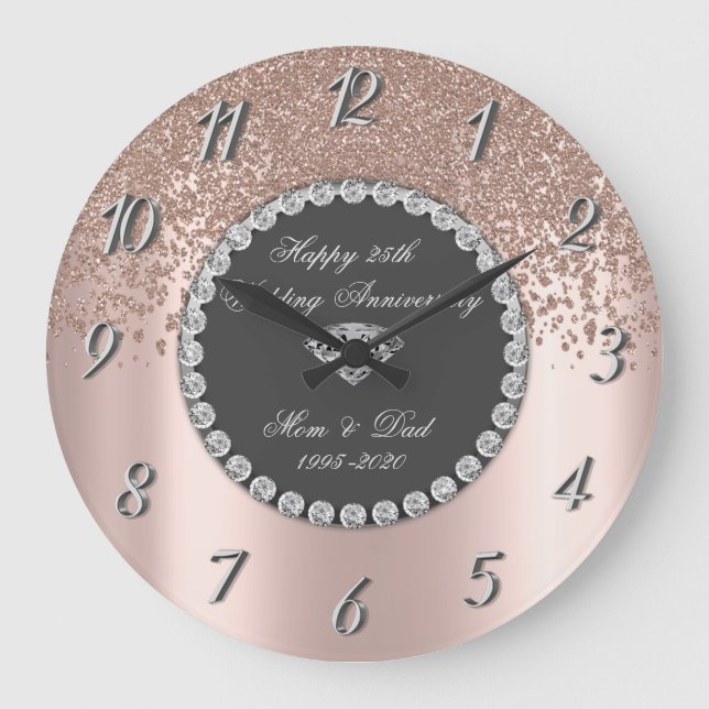 Grande Horloge Ronde Diamants Rose Gold 25e Anniversaire de Mariage (Recto)