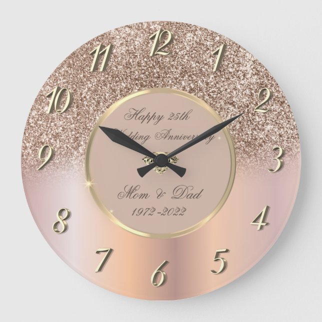 Grande Horloge Ronde Diamants Rose Gold Pailleté 50e Anniversaire de Ma (Recto)