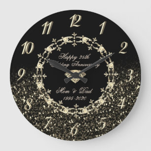 Grande Horloge Ronde Diamonds Black Glittery 25th Wedding Anniversary