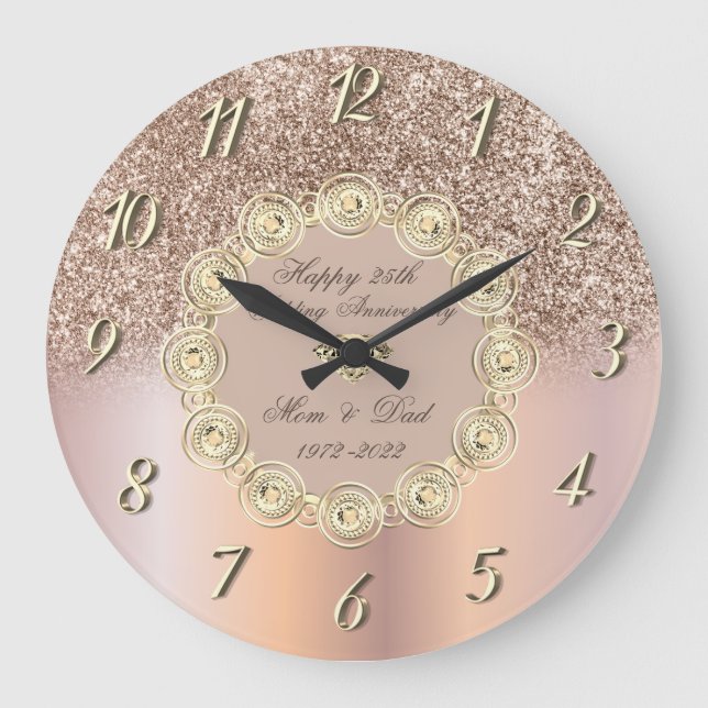 Grande Horloge Ronde Diamonds Rose Gold Ombre 50 Mariage Anniversaire (Recto)