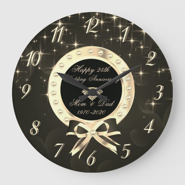 Grande Horloge Ronde Diamonds Stars Bow 50e anniversaire de Mariage (Recto)
