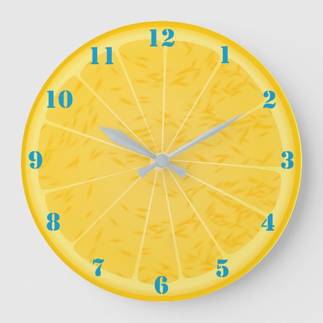 GRANDE HORLOGE RONDE DIAPOSITIVE ORANGE AVEC NUMÉROS BLEUS (Recto)