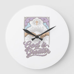Grande Horloge Ronde Dieu Est Plus Grand Chemise À Gravure Vintage Chré