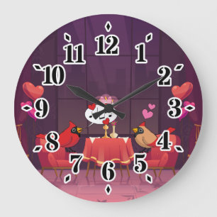Grande Horloge Ronde Dîner des oiseaux cardinaux du Nord Date