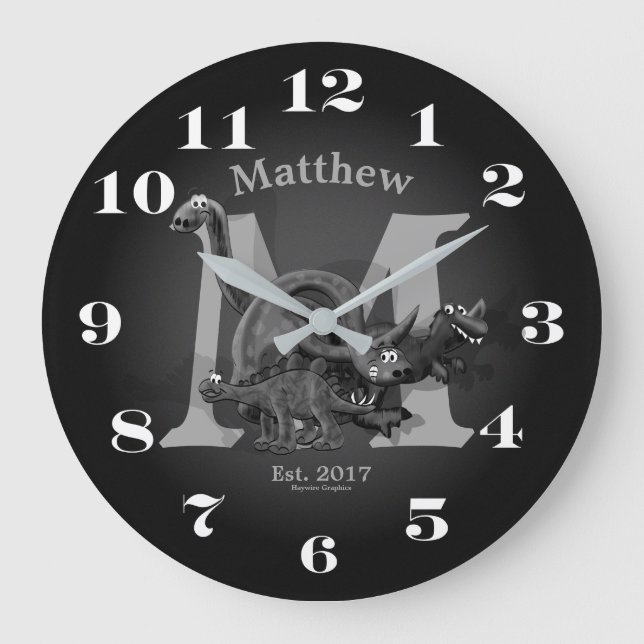 Grande Horloge Ronde Dinosaur initiale et date (Recto)