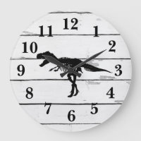 Dinosaur Trex Decor Rustic Shiplap Large Clock