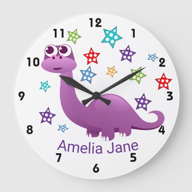 Grande Horloge Ronde Dinosaure pour enfants (Recto)