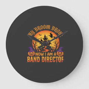 Grande Horloge Ronde Directeur de groupe de Halloween Balai de sorcière
