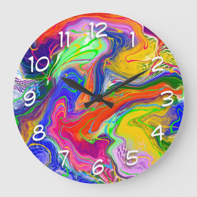 Grande Horloge Ronde Disco Ball Electricity Fluid Art (Recto)