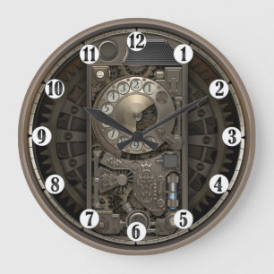 Grande Horloge Ronde Dispositif de Steampunk - téléphone de cadran
