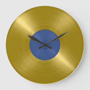 Grande Horloge Ronde Disque vinyle album or en or