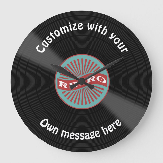 Grande Horloge Ronde Disque vinyle customisé (Recto)