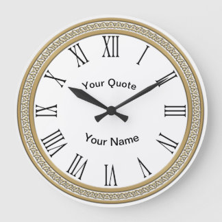 Grande Horloge Ronde Disques d'or avec chiffres romains rayonnants