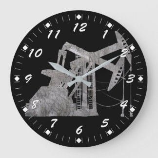 Grande Horloge Ronde Distressed metal Oilfield Design with Numbers