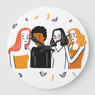 Grande Horloge Ronde Diverses filles, diverses nationalités ensemble.