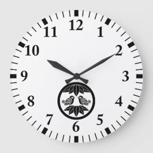 Grande Horloge Ronde Dix feuilles en bambou et projecteurs