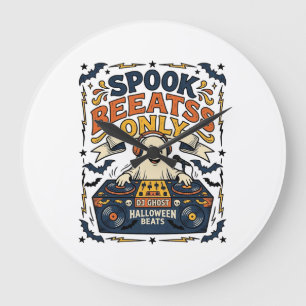 Grande Horloge Ronde DJ Ghost Spooky Beats Gravure Vintage Halloween
