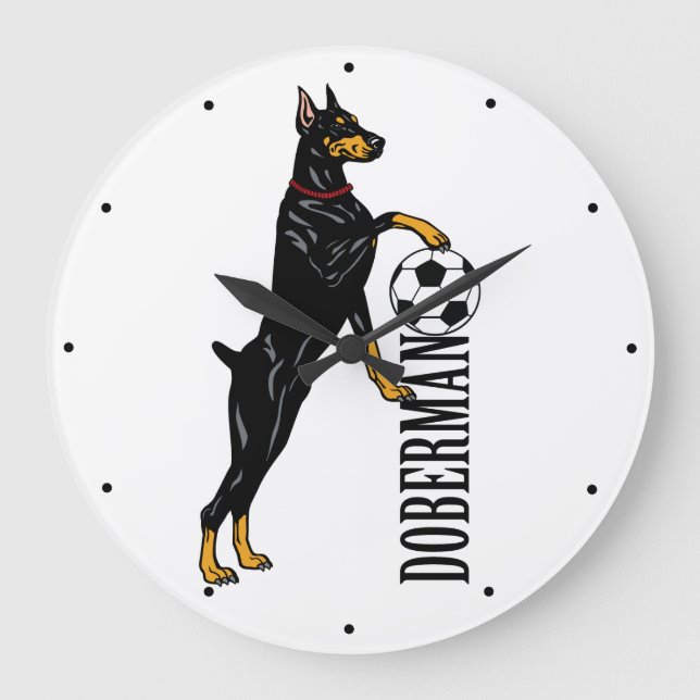 Grande Horloge Ronde Dobermann ou Doberman Pinscher chien Grande horlog (Recto)