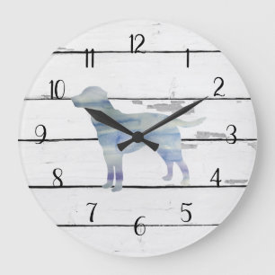 Grande Horloge Ronde Dog Labrador Rustic Shiplap