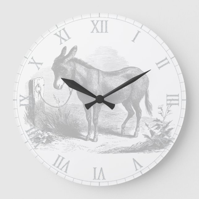 Grande Horloge Ronde Donkey Sketch Wall Clock (Recto)