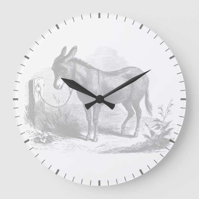 Grande Horloge Ronde Donkey Sketch Wall Clock (Recto)