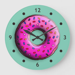 Grande Horloge Ronde Donut Pinky avec des arrosages colorés + vos idées