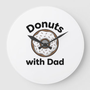 Grande Horloge Ronde Donuts avec Papa Design de Chemise de Donut Vintag